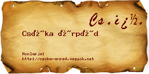 Csóka Árpád névjegykártya